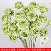 Rosas de Creme Simuladas de 3 Cabeças, Decoração de Fundo para Casamento, Arranjo de Flores para Guia de Estrada, Flores de Seda Estilo Europeu para Casamento, Flores Artificiais