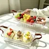 Bandeja de Frutas Transparente de Lujo Ligero para Uso Doméstico, Canasta de Almacenamiento Creativa para Mesa de Café de Sala de Estar, Cesta de Frutas de Alta Estética, Bandeja para Snacks con Asa