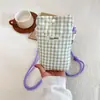 Bolsa transversal pequena xadrez estilo coreano para celular, mini bolsa de ombro, bolsa transversal pequena leve doce e moderna para meninas