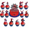 Set de Decoración para Fiesta Temática de Spider-Man: Platos de Papel, Vasos de Papel, Servilletas, Vajilla Decorativa, Máscaras, Toppers de Varios Tamaños y Banderines