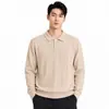 Ropa Masculina Estilo Lujo Ligero Europeo y Americano Old Money Camisa Polo de Punto con Cuello Ropa de Hombre Otoño e Invierno Nuevo Suéter de Rayas Verticales Manga Larga Hombre