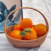 Cesta de Frutas Tejida de Mimbre Sintético Cesta de Verduras Cesta de Recolección Pastoral Reforzada Cesta de Flores Cesta Tejida de Plástico Cesta de Atrezo Cesta de Compras Portátil