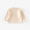 [Sem Trocas ou Devoluções] Camiseta Básica Estilo Coreano para Meninas 2026 Nova Tendência de Primavera Camiseta com Renda para Bebês