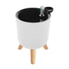 Macetetas auto-riego para flores al por mayor para alquiler, aptas para sala de estar y dormitorio, macetas grandes redondas de pie con patas de madera maciza
