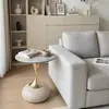 Mesa auxiliar de roca de lujo ligero, mesa de café pequeña, mesa de rincón para sala de estar, mesa redonda pequeña móvil simple y moderna para balcón, mesita de noche