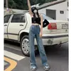 Comercio Transfronterizo Jeans de Pierna Recta Ajustados para Mujer 2023 Primavera y Otoño Nuevo Diseño de Cintura Alta Sueltos de Pierna Ancha Pantalones Largos hasta el Suelo