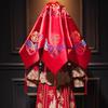 Hijab de novia para boda 2021 ropa de exhibición nueva accesorios boda china pañuelo de boda bordado retro ternera roja
