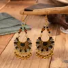 Pendientes Europeos y Americanos Exagerados Estilo Indio con Gota de Aceite, Cascabel, Bola y Borla para Mujer Pendientes Retro Étnicos con Borla de Gota de Aceite