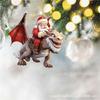 Decoración navideña con dinosaurio rosa y borde cruzado, colgante plano de acrílico para árbol de Navidad, decoración para árbol de Navidad del Grinch
