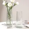 Jarrón de cristal en forma de cono, estilo ins nórdico, jarrón transparente grande y simple para bambú hidropónico, decoración de arreglo floral de escritorio y sala de estar