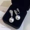Brincos de Pérola com Zircônia Super Brilhante da Moda para Mulheres, Luxo Acessível, Brincos Elegantes Elegantes, Design de Nicho, Brincos de Ponta para Mulheres