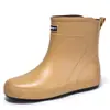 Botas de Chuva Moda Masculina Cano Curto Impermeáveis Sapatos Baixos Antiderrapantes Resistentes ao Desgaste com Forro de Lã Cozinha Trabalho Pesca Planas Botas de Chuva