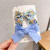 Horquilla con lazo floral, accesorio para el cabello para niños, horquilla estilo coreano para mujer, tocado de celebridades de Internet, pinza con flecos laterales de princesa