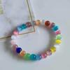 Pulseira de Pedra Olho de Gato 8mm com Design Degradê Bicolor Gelo-Transparente, Pulseira de Pedra Shoushan com Contas de Vidro, Joia Macia Que Envolve o Dedo