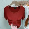 Camisa Camiseta de Mujer Top Camiseta Ropa Interior de Mujer Blanco Primavera Cuello Bajo Slim Slim Camisa Base Camiseta Base 2025