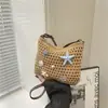 Bolsa feminina de grande capacidade 2026 nova bolsa de ombro versátil para férias à beira-mar, bolsa de praia, sacola de palha trançada para o dia a dia