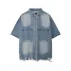 Mtlclothes Roupa Masculina Design Americano Jeans Lavado Desgastado Rasgado Escovado Terno Calça de Três Quartos Tendência