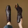 Botines Cortos de Piel de Oveja Estilo Retro Británico para Mujer, sin Cordones con Cremallera Trasera, Tacón Grueso, Punta Cuadrada, Botas Martin, Talla 40, Botas de Mujer de Comercio Exterior Transfronterizo