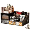 Caja de almacenamiento de cosméticos estilo vintage con mosaico, cajón de gran capacidad para tocador, organizador de escritorio para cuidado de la piel y maquillaje