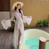 Vestido largo plisado de un hombro con volantes estilo francés para mujer, estilo nuevo, elegante, entallado a la cintura, estilo vacacional, blanco