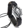 Pulsera de piel de vaca retro tejida a mano personalizada, joyería de moda europea y americana, pulsera simple con cabeza de león para hombre