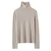 Novo suéter de cashmere 100% estilo básico bainha enrolada sem costura gola alta versátil outono e inverno