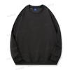 Moletom Chinês de Algodão 320g para Outono e Inverno, Gola Redonda, Espessado, Ombro a Ombro, Tops Casuais Masculinos e Femininos, Mangas Longas, Cor Lisa, com Estampa de Logo