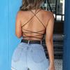 Chaleco sexy con tirantes finos para mujer, de comercio exterior europeo y americano, con escote en V profundo y espalda cruzada, comercio electrónico transfronterizo, AliExpress y Amazon.