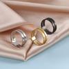Venta Caliente Transfronteriza Acero Inoxidable Geométrico Anillo Abierto Minimalista para Mujer Hombre Negro Oro Glosario Anillo de Pareja