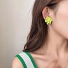 Pendientes elegantes de Corea del Sur con flores verdes frescas y suaves, nuevos pendientes de plata S925 con aguja, pendientes de perlas que combinan con todo para el verano, de moda.