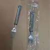 Nuevo artefacto para cortar sandía de acero inoxidable, divisor de fruta, cortador de sandía, pulpa cortada en cubitos, excavador, tenedor de fruta de doble cabeza