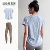 Traje de Ropa de Yoga de Malla para Mujer Ropa de Entrenamiento de Pilates Manga Corta Delgado Holgado Secado Rápido Running Deportes Fitness Top