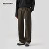 Pantalones de Lana para Hombre APO Men's Wear Otoño e Invierno Estilo Coreano Pantalones Casuales de Negocios Pierna Recta Suelta Cintura Elástica