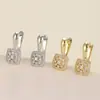 Pendientes de Aro Cuadrados Geométricos con Incrustaciones de Circonita y Cobre Transfronterizos Completamente Diamantados para Mujer, Simples y Versátiles, Pendientes de Aro Elegantes y con Estilo, Accesorios de Oreja de Moda