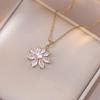 Collar para Mujer Estilo Coreano y Japonés Ins Flor Circonia Pétalo Aretes Coreanos y Japoneses Conjunto Elegante de Moda Cadena para Clavícula Joyería