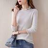 Camiseta básica de punto de cuello alto para mujer, nueva explosión otoño-invierno 2024, estilo extranjero, top suéter interior