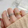 Anillo hueco abierto micro-incrustado de circonita europea y americana, viento celi de lujo ligero francés, pulsera con patrón del Arco del Triunfo para mujer