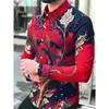 Camisa masculina de manga comprida com estampa personalizada, estilo novo, luxo leve, alta qualidade, moda europeia e americana transfronteiriça, camisa da moda tendência