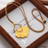 Colgante Antiguo de Oro con Microincrustaciones de Diamante, Ceja Feliz y Bolsa de Candado de Deseo para Mujer, Nuevo Estilo Chino, Color Duradero, Collar de Cuerda Trenzada