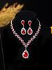 Suministro transfronterizo de Europa y Estados Unidos conjunto de joyería de collar y pendientes de cristal con forma de gota de agua de color blanco cálido azul verde rojo juego de 4 piezas