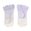 Meias de yoga profissionais, cano curto, design de cinco dedos, antiderrapantes, adequadas para Pilates e fitness, respiráveis e antibacterianas, estilo fino de verão