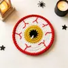 Posavasos de ganchillo hechos a mano para Halloween, calabaza, fantasma, monstruo, tapetes aislantes de lana, decoración de mesa festiva, posavasos