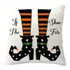 La Serie de Halloween Más Popular de Amazon Funda de Almohada de Lino Calavera Calabaza Fantasma Blanco y Negro Estampado Cojín Cojín para Sofá
