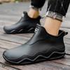 Botas de chuva masculinas e femininas cano curto impermeáveis sapatos de água moda antiderrapante cozinha pesca para viagem sapatos de borracha lavagem de carro botas de chuva casais algodão
