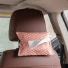 Caja de Pañuelos de Tela para Coche Colgante Cordón de Cuero Almacenamiento de Pañuelos Creativa Caja para Reposabrazos de Asiento Bolsa de Pañuelos para el Hogar