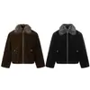 Ropa Vintage 25 Invierno Nuevo Gama Alta Cuello de Piel de Águila de Montaña Chaqueta Estilo Retro Americano Cálido Estilo Viejo Dinero Abrigo de Algodón