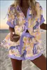 Estampado Digital Personalizado Europeo y Americano Transfronterizo Nuevo Conjunto Casual de Dos Piezas para Mujer Pod