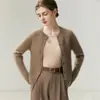 Cardigã de Lã Cashmere 100% Puro com Tranças, Gola Redonda, Manga Longa, Versátil, Aconchegante, Casaco de Tricô