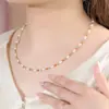 Collar de Perlas Naturales para Mujer, Estilo Chino Retro Perlas de Agua Dulce Cuentas de Mijo, Cadena para Clavícula de Azúcar de Turquesa y Rojo del Sur
