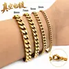 Pulsera Transfronteriza de Acero de Titanio para Hombres, Pulido Cuadrangular Doble Tejido Simple Cadena Cubana de Acero Inoxidable Hip-Hop, Accesorios de Alta Gama para Mujeres